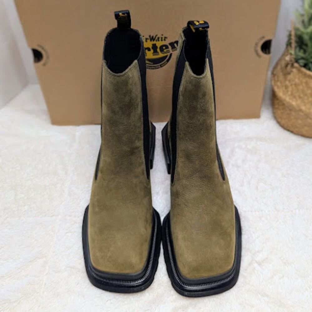 Dr. Martens Olive Maybole Square Toe Buttersoft Leather Chelsea Boots UK 7 NIB - Picture 5 of 13